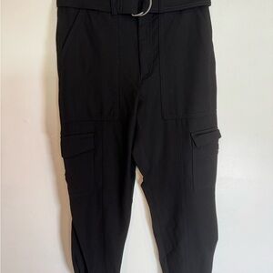 Banana Republic Black Cargo Pants with Tapered Leg and Adjustable Belt